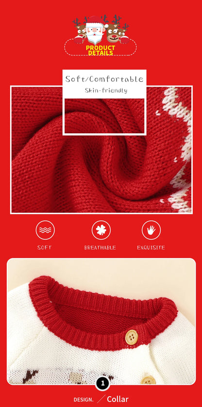 Red Christmas Knit Sweater for Newborns 0-18 Months