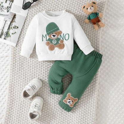 Casual Cartoon Bear Outfit for Infants 3-24 Months