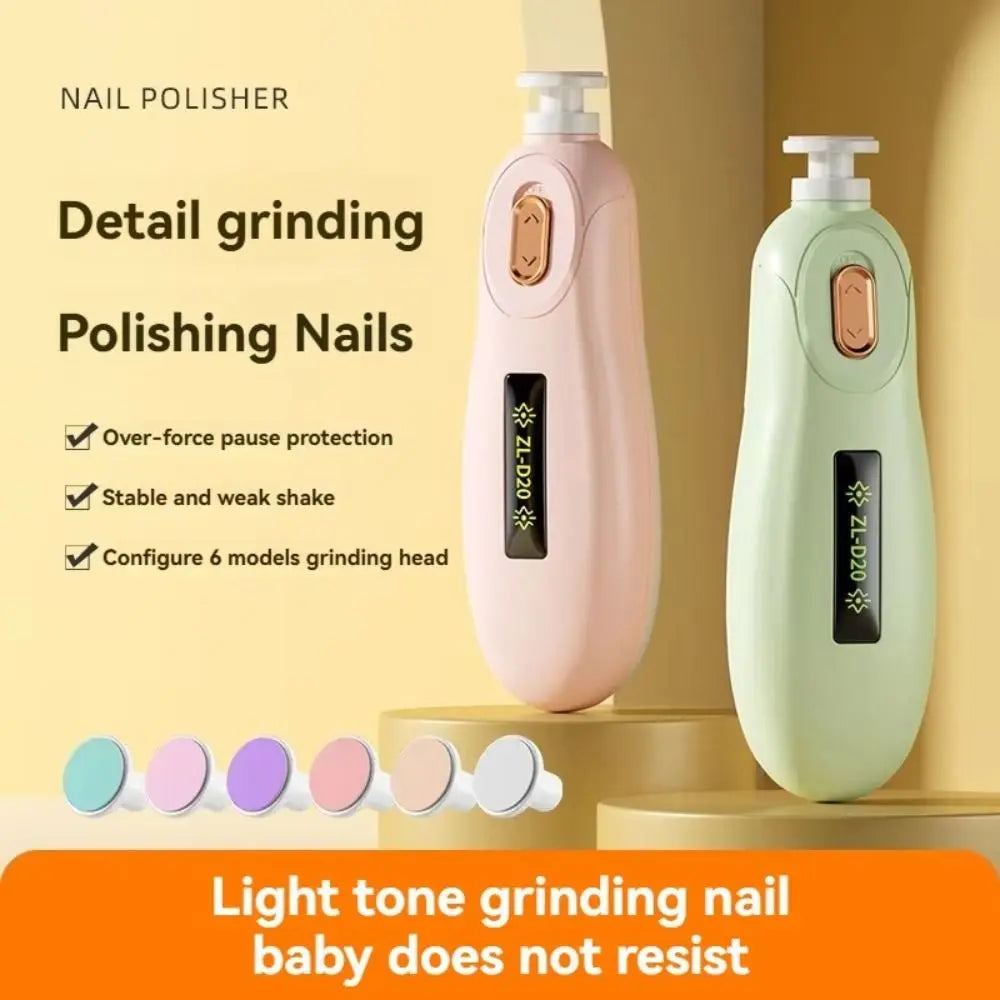 Electric Baby Nail Trimmer with 6 Grinding Heads for Infants