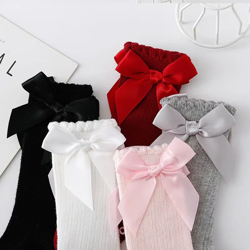 Red Bow Tie Knee High Socks for Infants and Toddlers