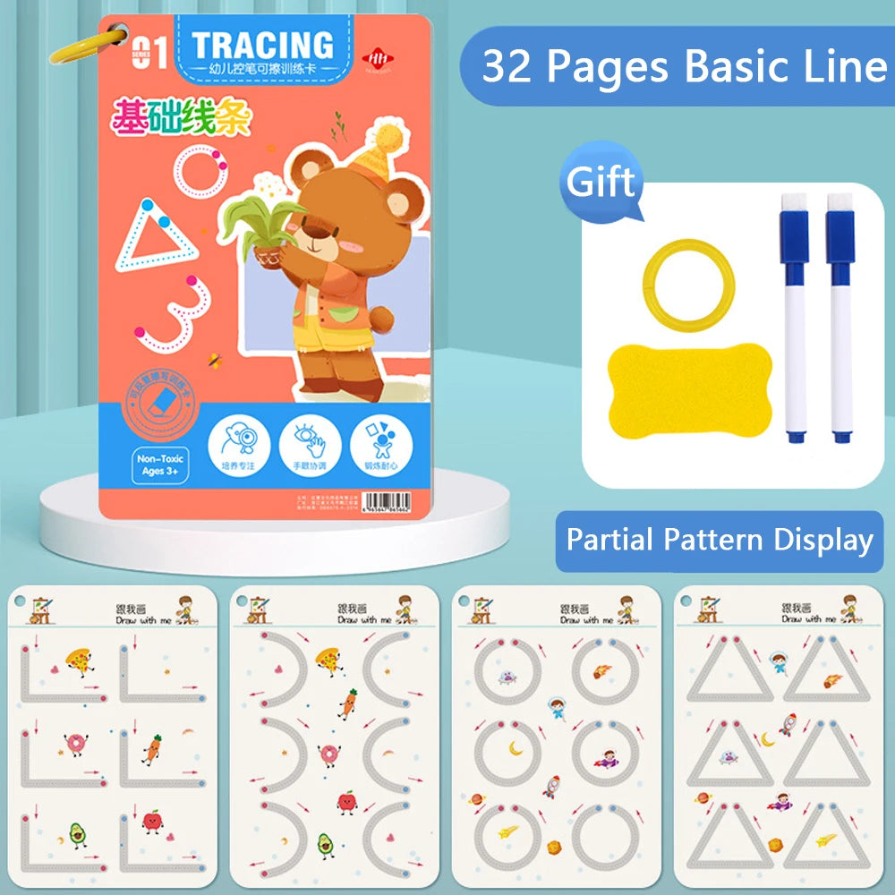 Children's Reusable Tracing Workbook for Pen Control Practice