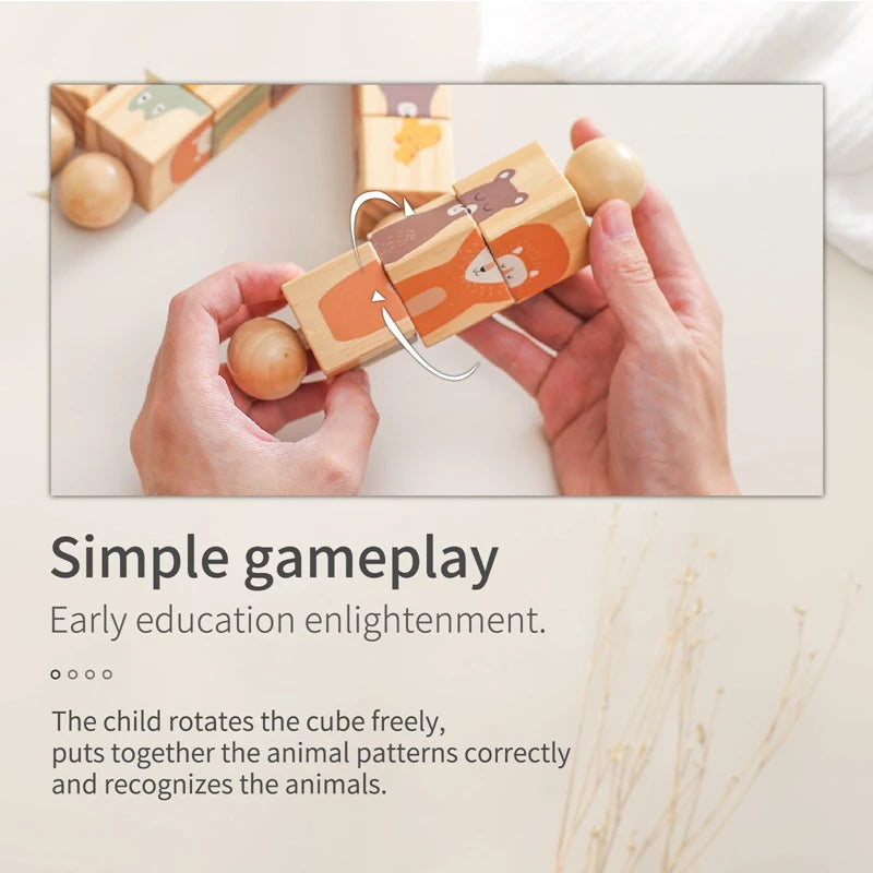 Wooden Montessori Musical Rattle Hand Bell for Babies