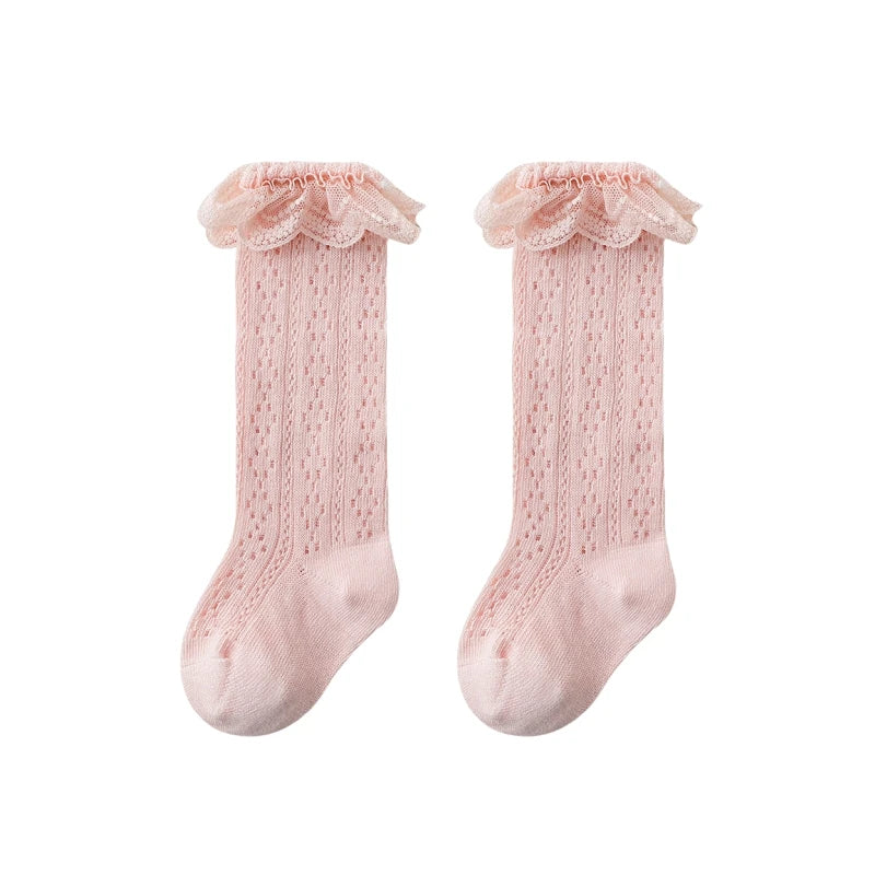 Cute Toddler Knee High Lace Bow Socks for Summer 0-3Y