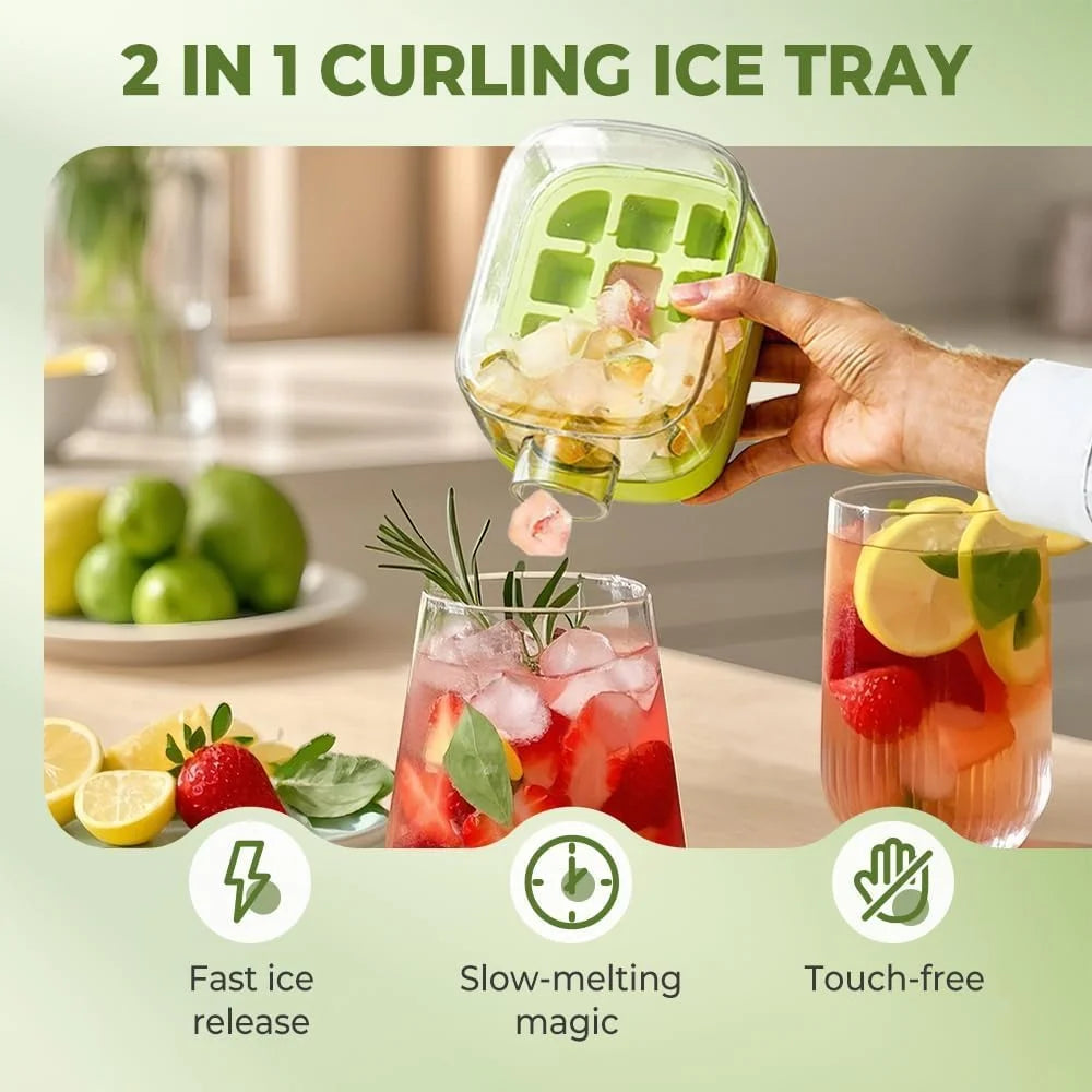 2-in-1 Ice Cube Bottle with Easy Press Release Tray