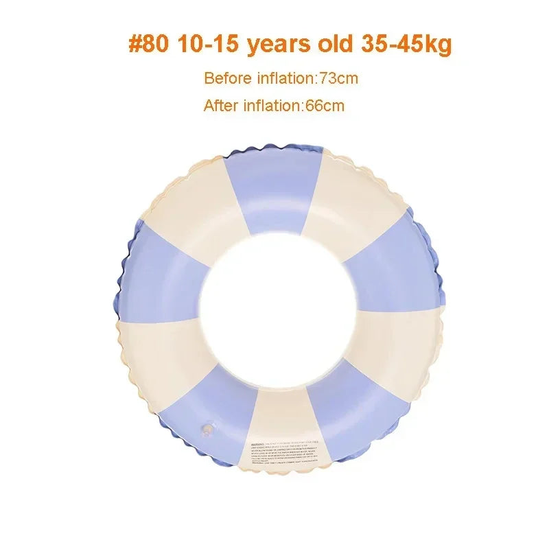 Kids Inflatable Striped Swimming Ring for Summer Fun