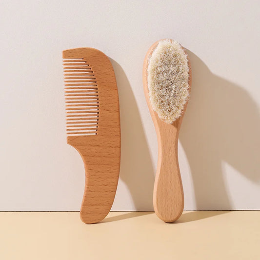 Baby Hairbrush and Ash Wood Comb Set for Gentle Care