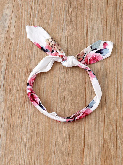 3PCS Baby Girl Floral Hooded Set with Headband 0-18 Months