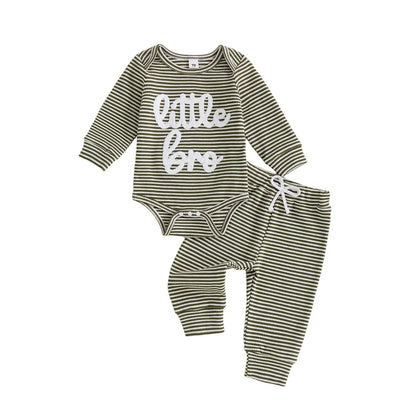 Newborn Baby Boy Striped Romper and Pants Outfit Set