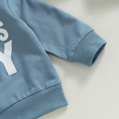 Toddler Boys Hoodie and Pants Set, Letter Print Fall Outfit