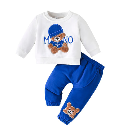 Casual Cartoon Bear Outfit for Infants 3-24 Months
