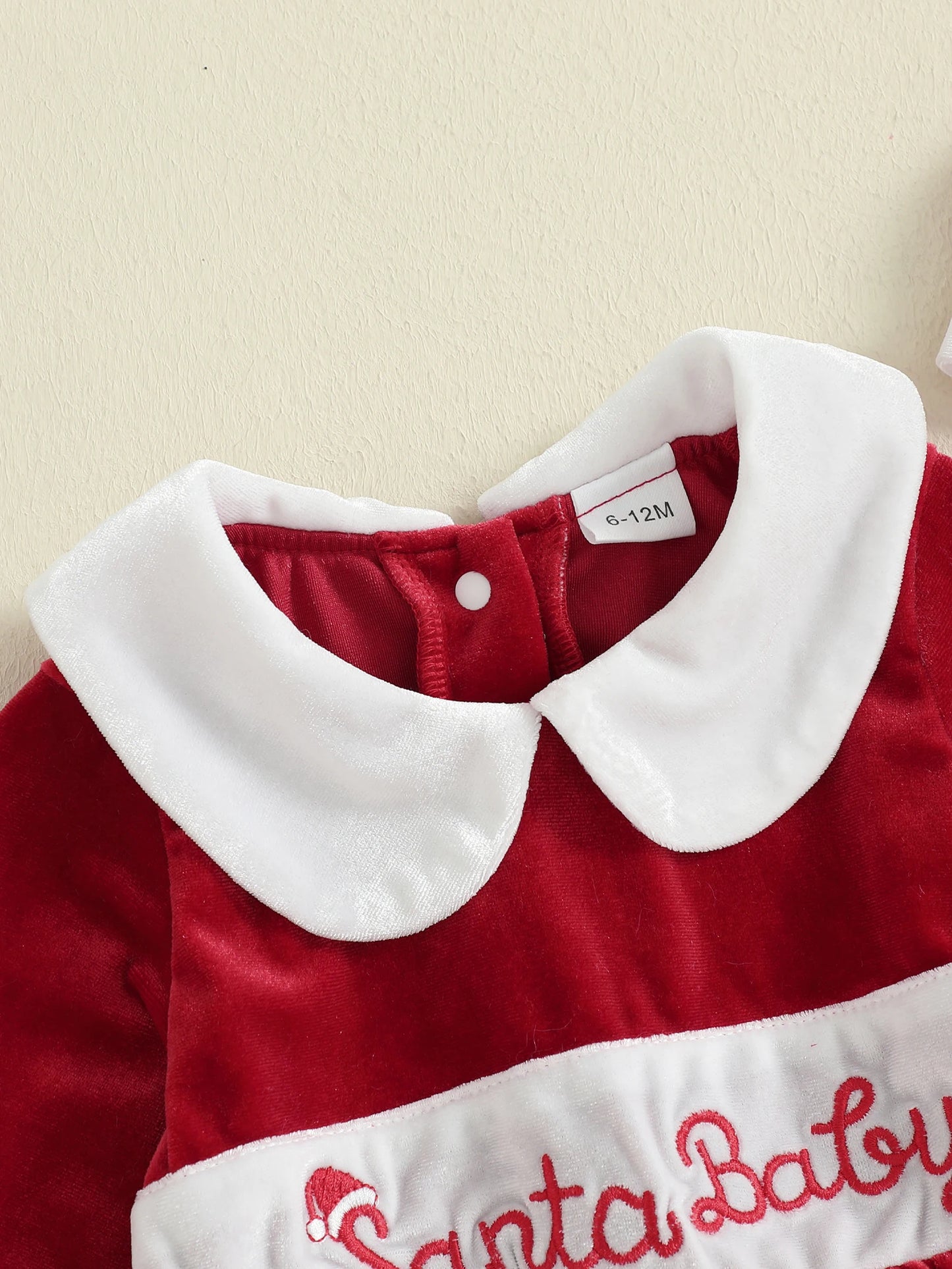 Baby Girl Christmas Velvet Dress with Santa Hat Set