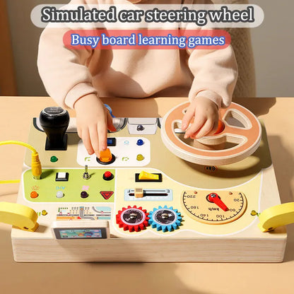 Montessori Busy Board for Children with LED Light Activities