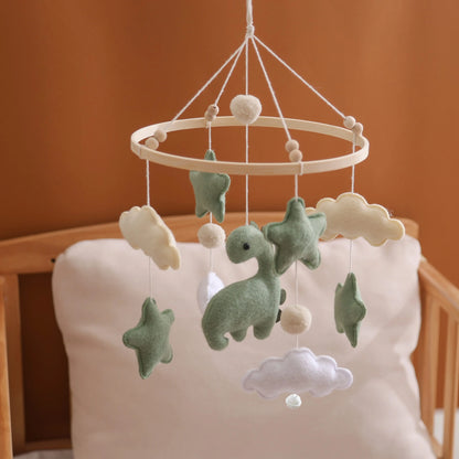 Wooden Baby Crib Mobile with Soft Felt Animal Toys
