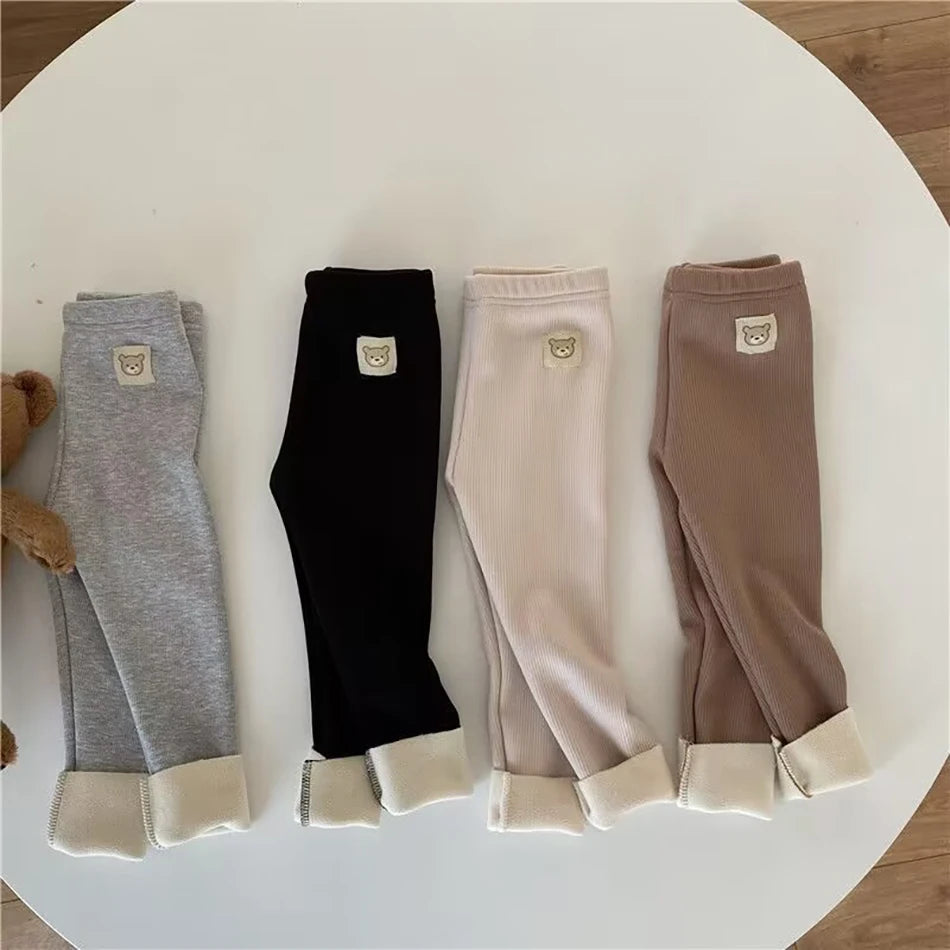 Children's Cartoon Warm Leggings with Feet for Cold Weather