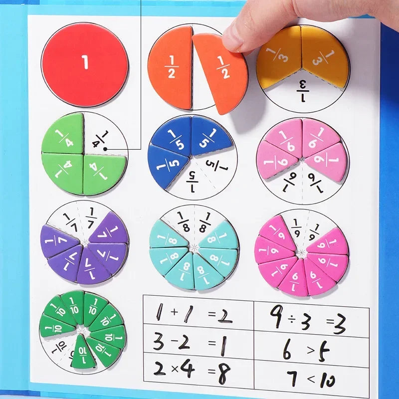 Montessori Fraction Learning Wooden Math Toy for Kids