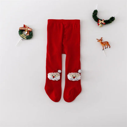 Red Cotton Christmas Tights for Infants and Toddlers