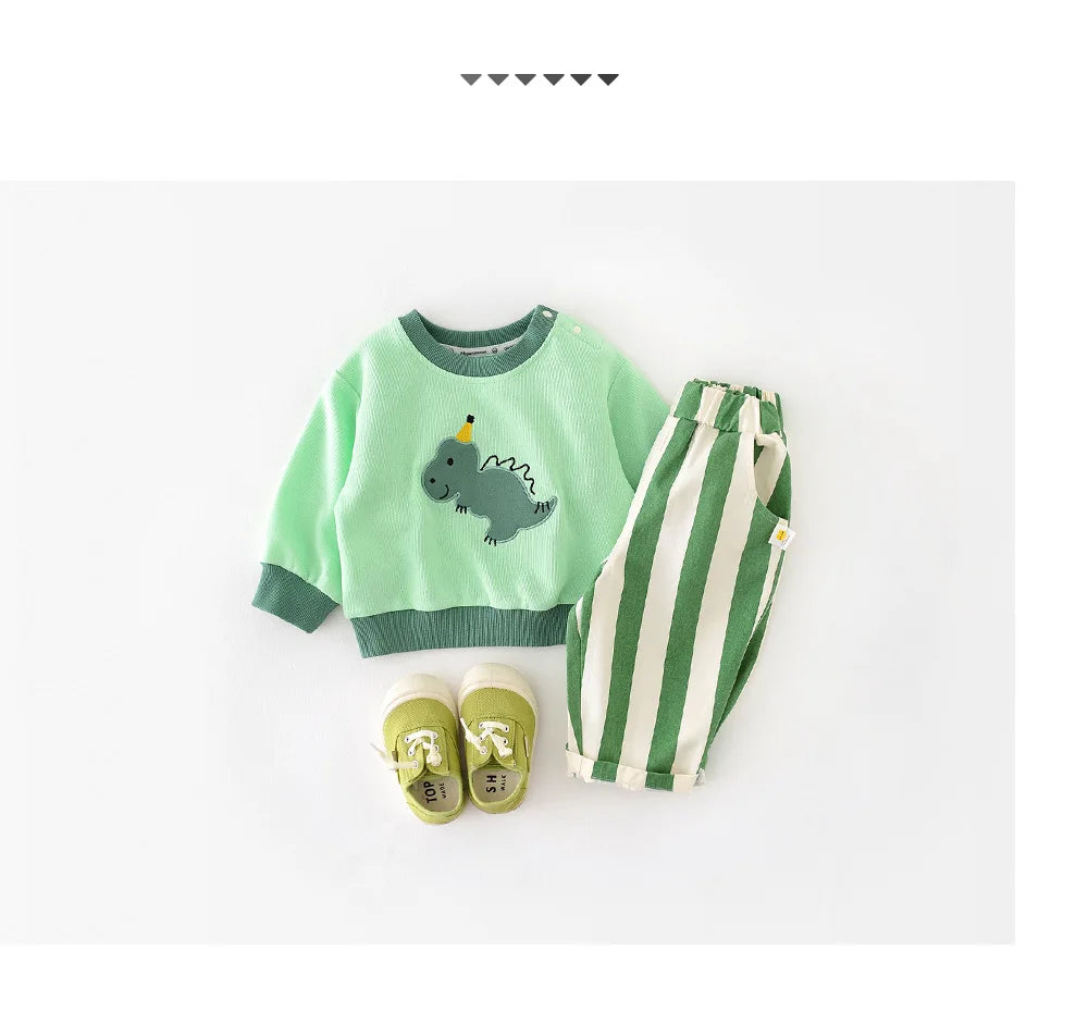 Kids' Loose Striped Cotton Pants with Pockets for Outdoor Play