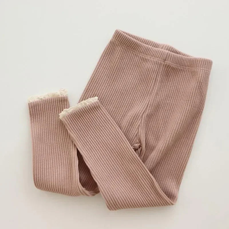Ribbed Lace Leggings for Toddler Girls and Boys
