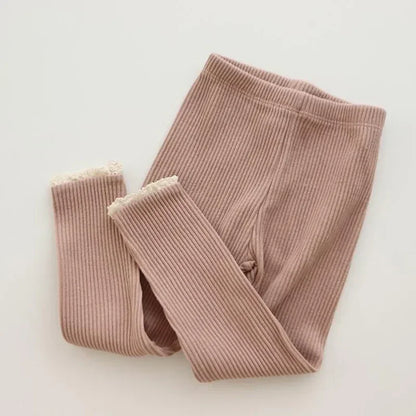 Ribbed Lace Leggings for Toddler Girls and Boys