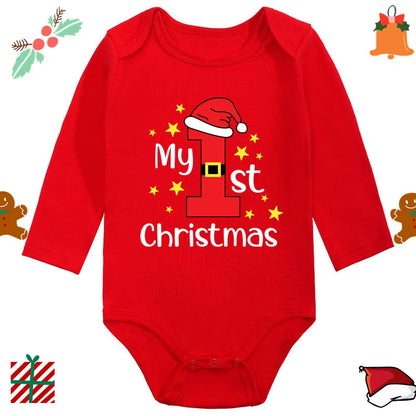 Santa Claus Elk Print Long Sleeve Baby Romper for Newborns