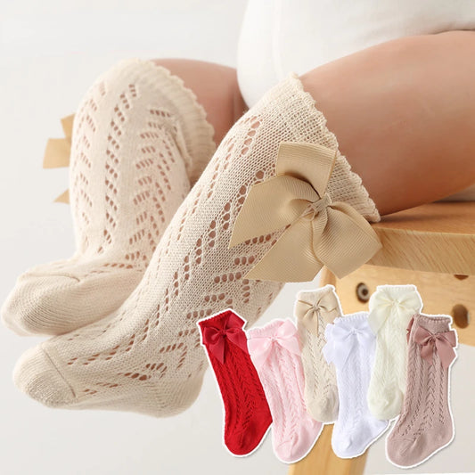 Cute Toddler Knee High Lace Bow Socks for Summer 0-3Y