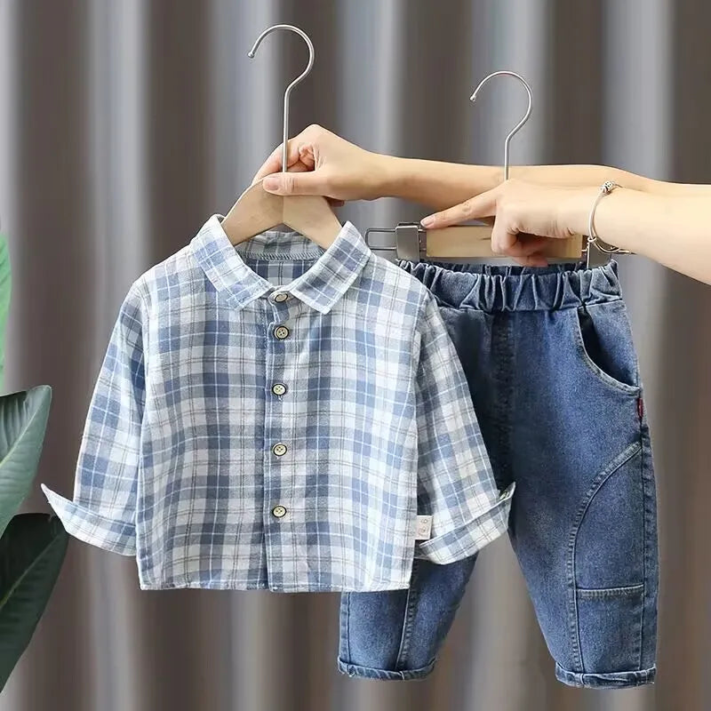 Boys' 3-Piece Autumn Outfit Set: Vest, Shirt & Jeans