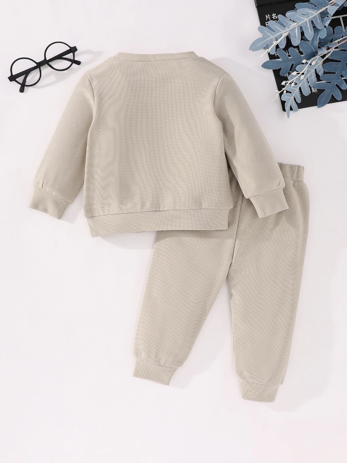 Boys' Long-Sleeve Waffle Hoodie and Pants Set