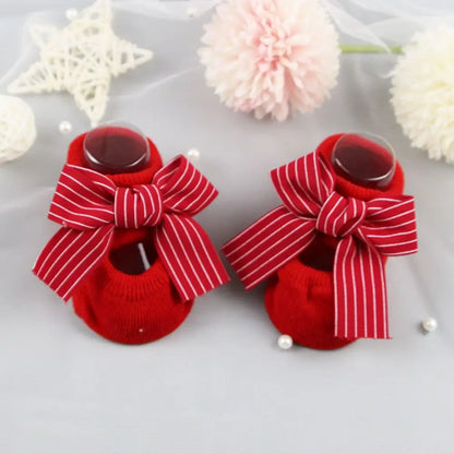 Newborn Baby Headband and Anti-Slip Bow Socks Set