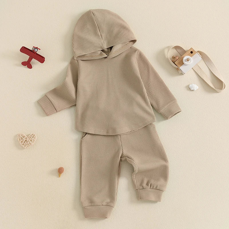 Baby Boy Autumn 2PCS Hooded Outfit with Drawstring Pants