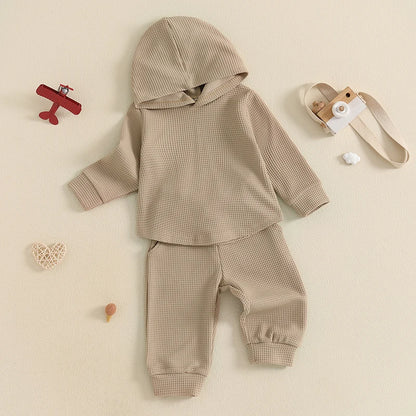 Baby Boy Autumn 2PCS Hooded Outfit with Drawstring Pants