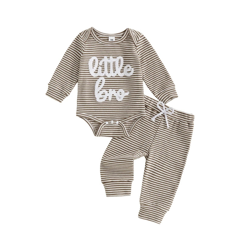 Newborn Baby Boy Striped Romper and Pants Outfit Set