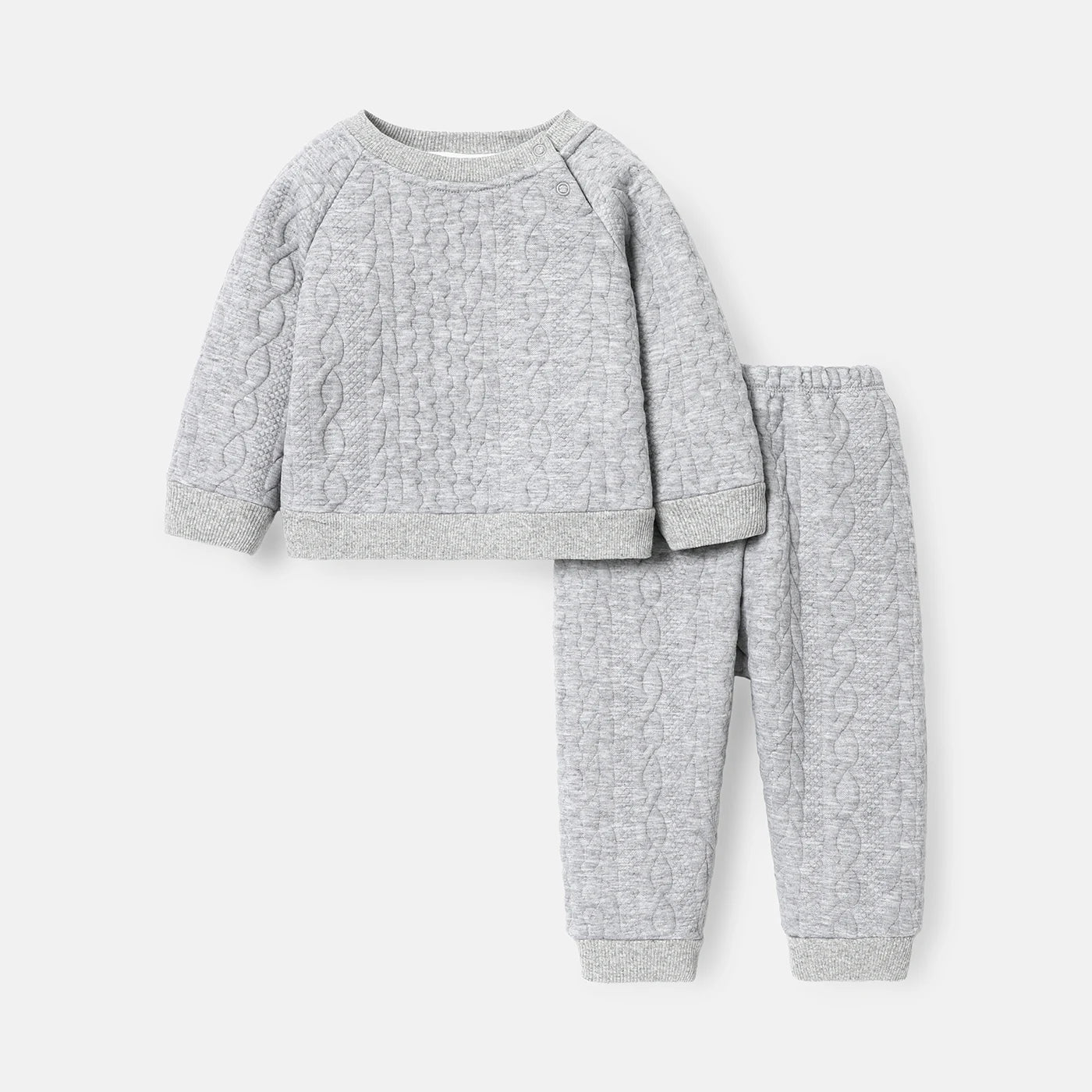 Baby Boy Cable Knit Sweatshirt & Pants Set - Soft & Cozy