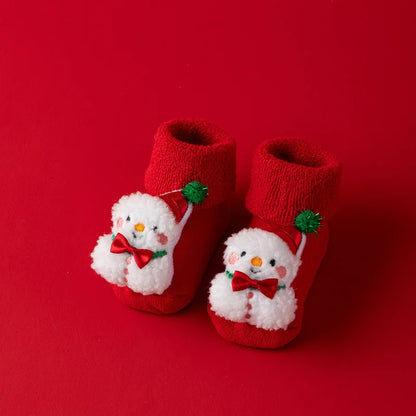 Cotton Baby Socks for Infants - Warm Christmas Slippers 0-3Y