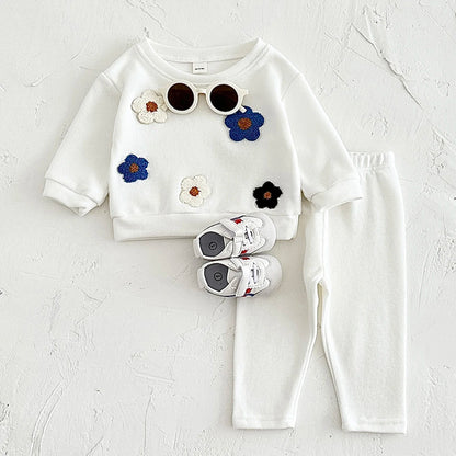 Floral Sweatshirt and Pants Set for Newborn Babies