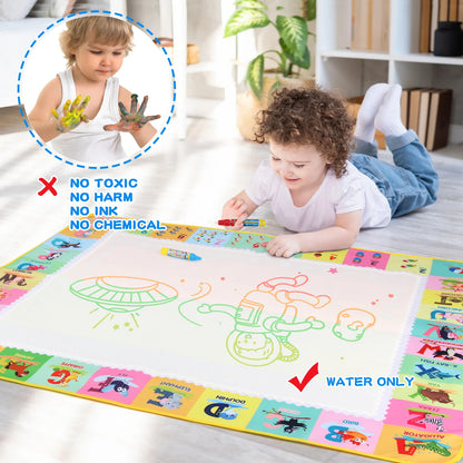 Water Drawing Mat for Kids with Reusable Magic Pens