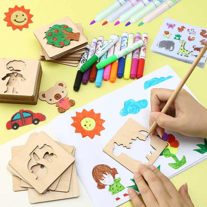 Montessori Wooden Drawing Stencils for Kids' Learning Activities