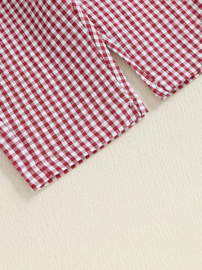 Toddler Boys' Dog Embroidered Sweatshirt & Plaid Pants Set