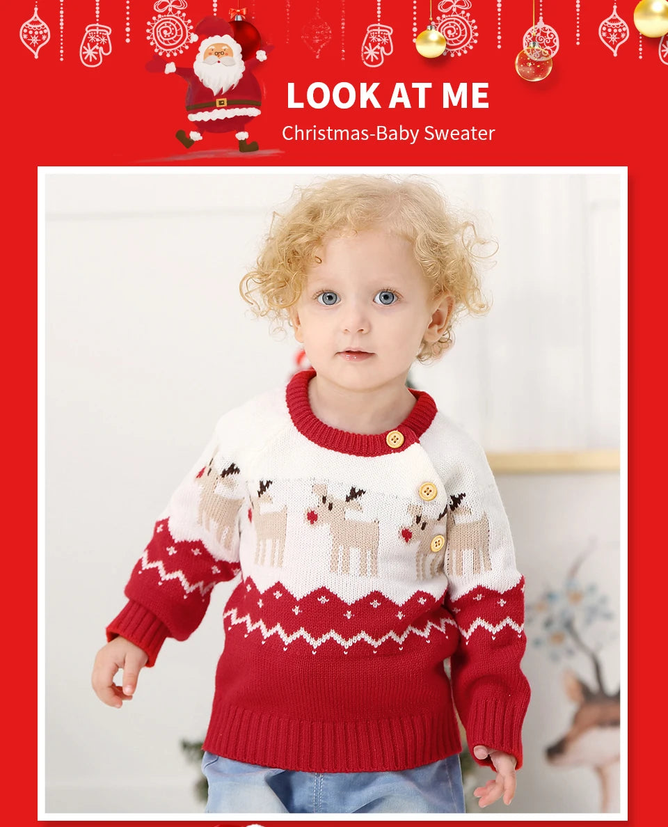 Red Christmas Knit Sweater for Newborns 0-18 Months