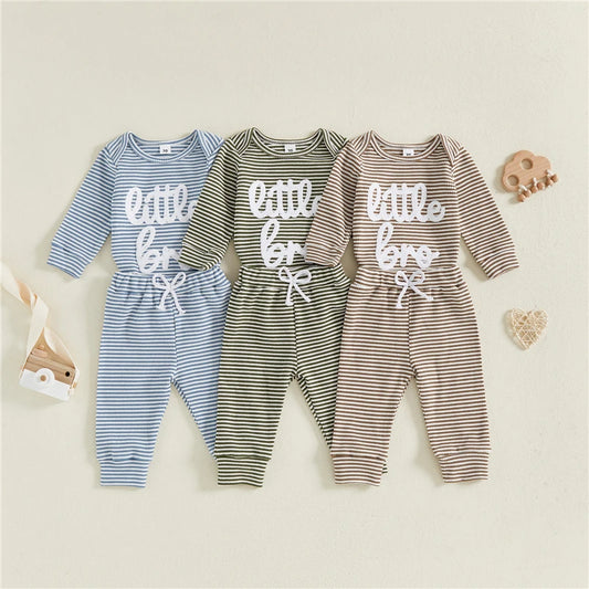 Newborn Baby Boy Striped Romper and Pants Outfit Set