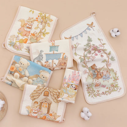6-Layer Cotton Muslin Baby Burp Cloths & Face Towels