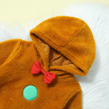 Christmas Fuzzy Hooded Jumpsuit for Infants 0-24M