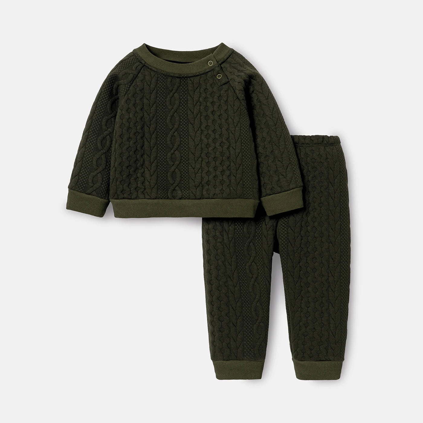 Baby Boy Cable Knit Sweatshirt & Pants Set - Soft & Cozy
