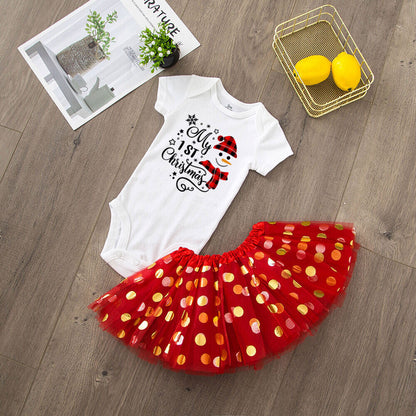 Baby Girls' Christmas Cake Smash Tutu Dress and Bodysuit Set