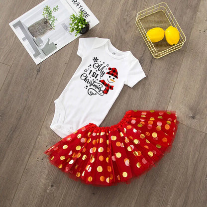 Baby Girls' Christmas Cake Smash Tutu Dress and Bodysuit Set