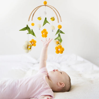 Baby Crib Mobile Rattles with Cartoon Bee for Nursery Decor