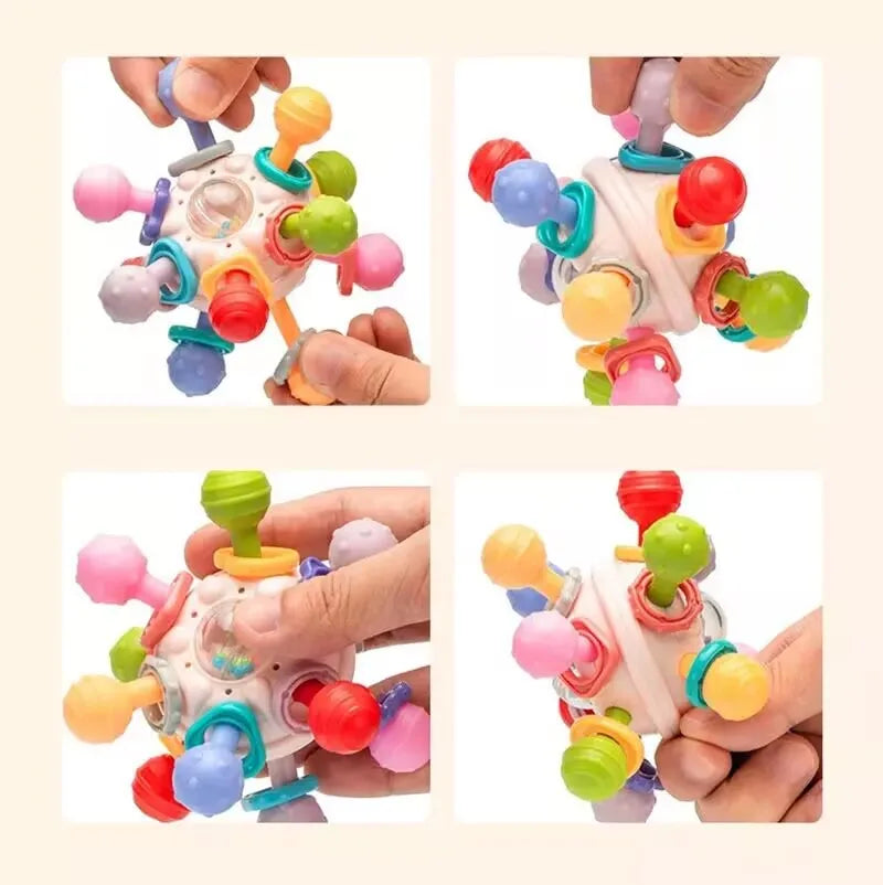 Montessori Sensory Rattle Teether for Infants 0-12 Months