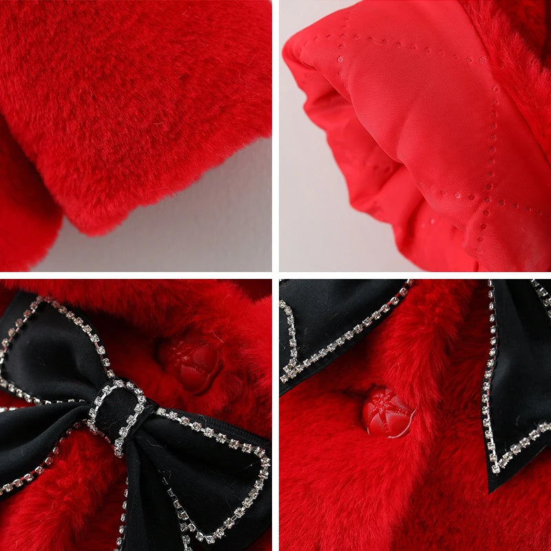 Warm Faux Fur Autumn Jacket for Baby Girls