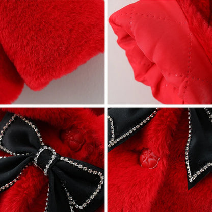 Warm Faux Fur Autumn Jacket for Baby Girls