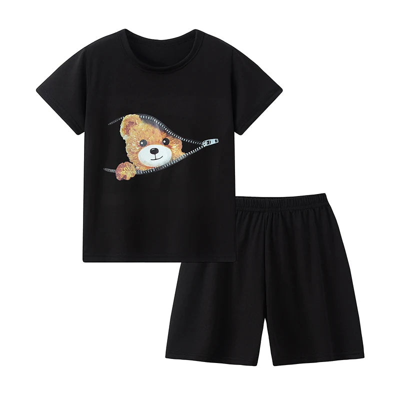 Kids' Summer Short Sleeve Shirt and Shorts Set for Play