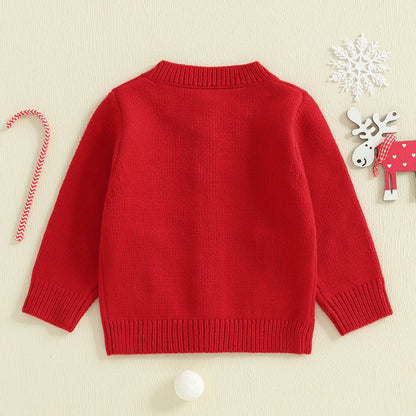 Kids' Christmas Cardigan Sweater with Santa & Tree Designs